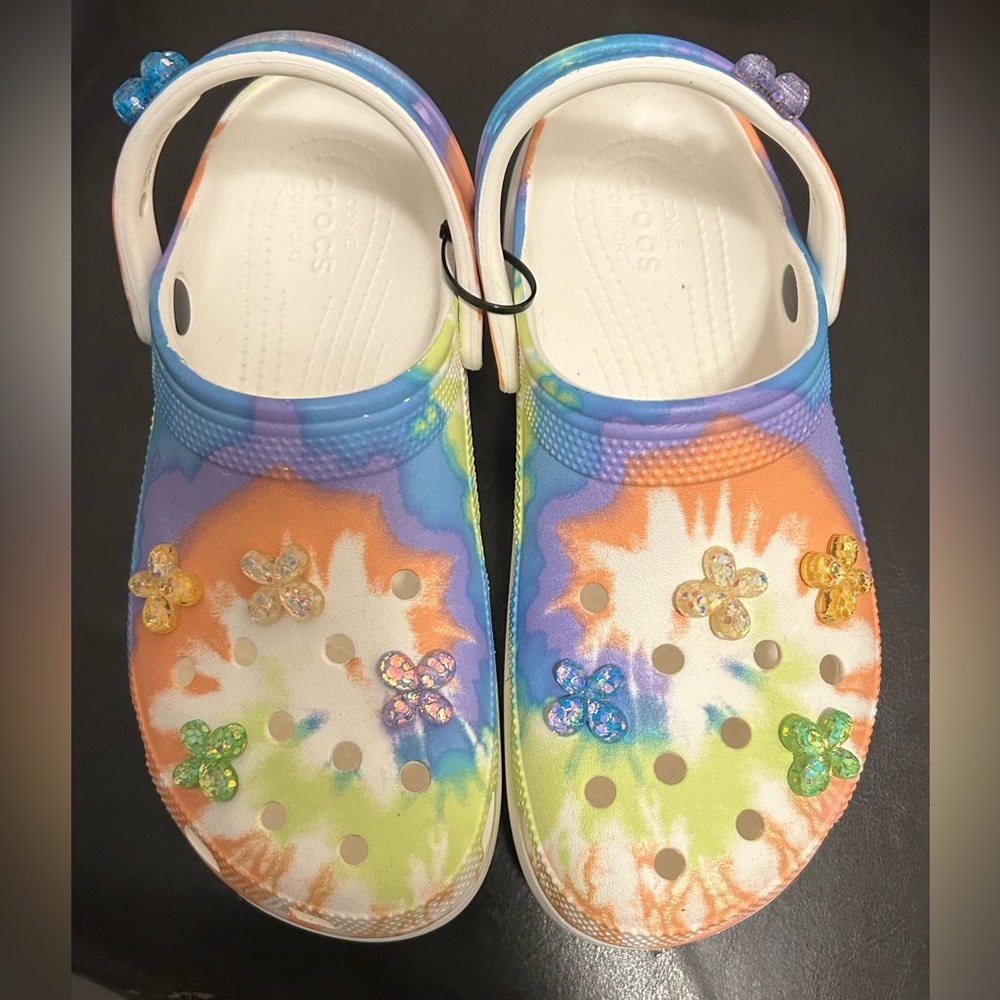 New Crocs Classic Platform Tie Dye Clogs